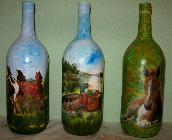 Botellas,decoración caballos
